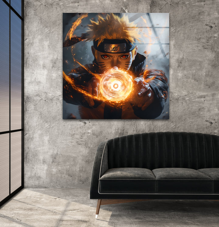  Naruto's Fiery Power Glass Wall Art photo print on glass, prints on glass wall art