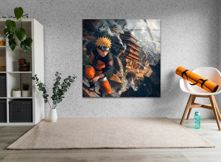 Naruto & Temple Glass Wall Art picture on glass wall art, photos printed on glass