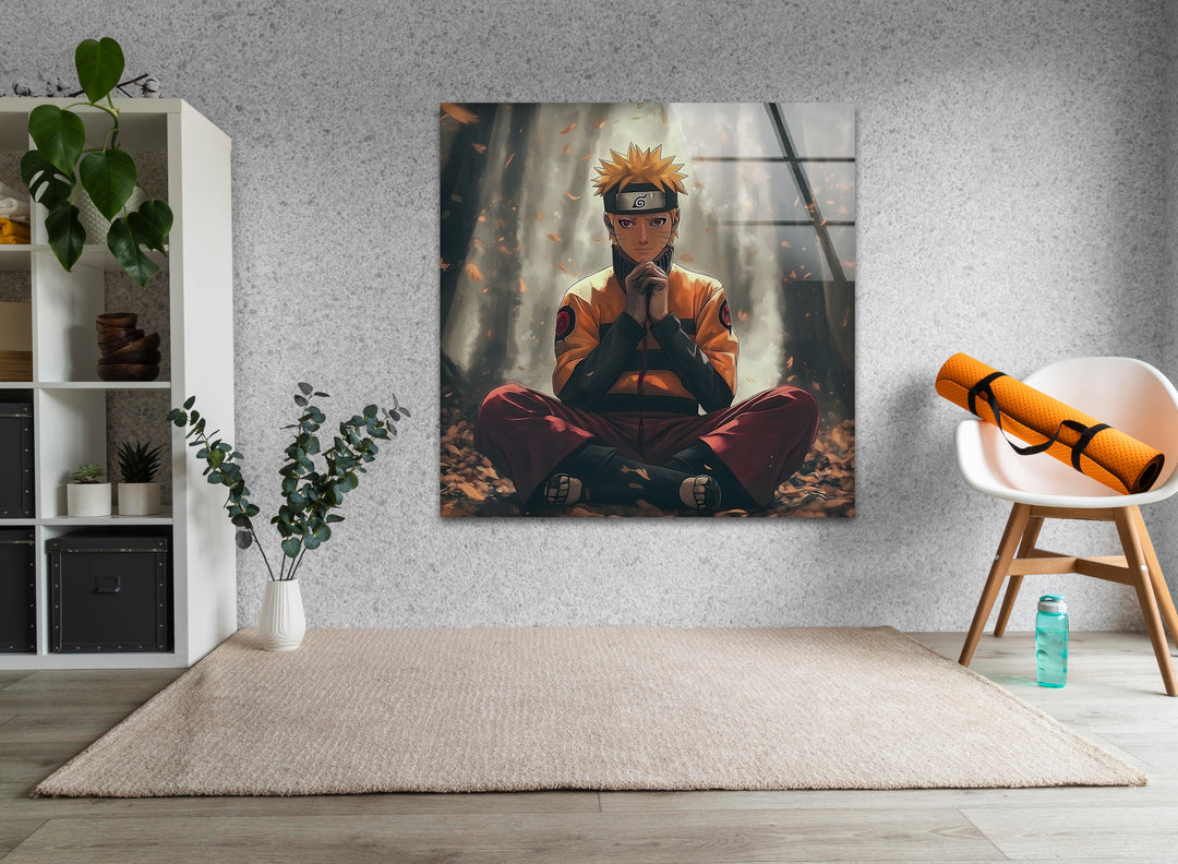 Naruto in Forest Glass Wall Art glass pictures for Wall, glass prints wall art