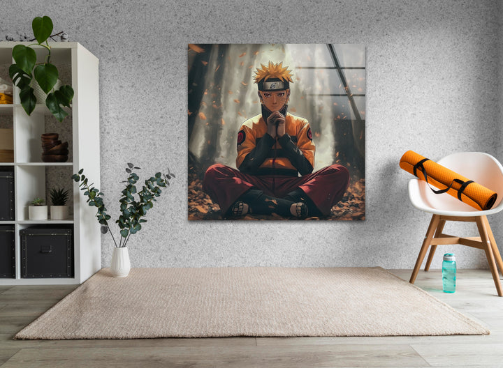 Naruto in Forest Glass Wall Art glass pictures for Wall, glass prints wall art