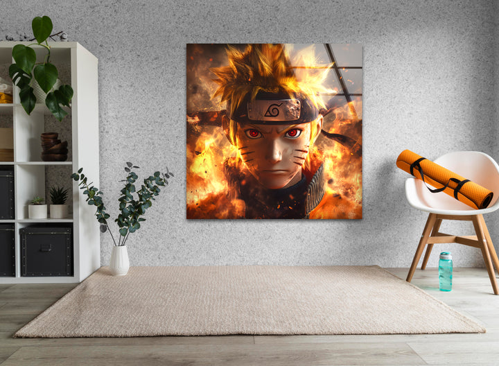 Naruto on Fire Glass Wall Art glass pictures for Wall, glass prints wall art