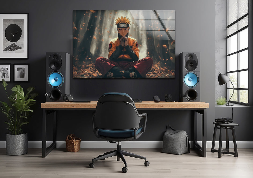 Naruto in Forest Glass Wall Art photo print on glass, prints on glass wall art