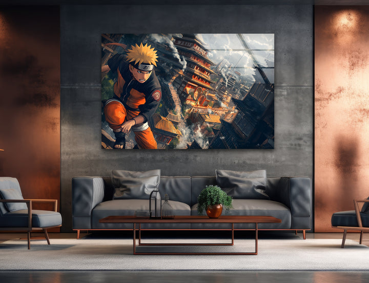 Naruto & Temple Glass Wall Art glass wall decor, glass wall art decor