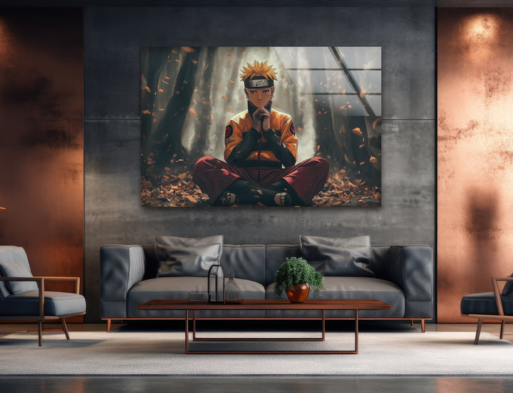 Naruto in Forest Glass Wall Art stained glass wall art, stained glass wall decor