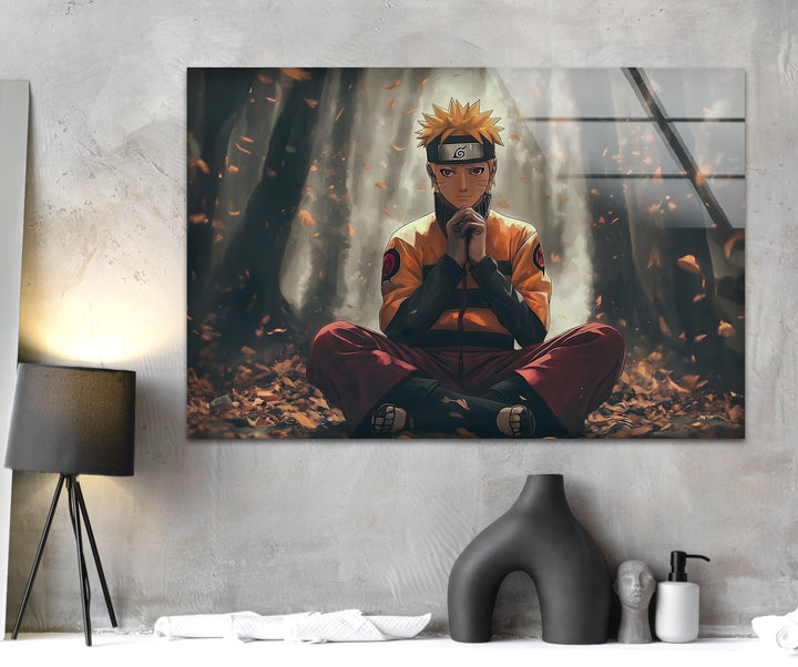Naruto in Forest Glass Wall Art glass art painting, glass art for the Wall