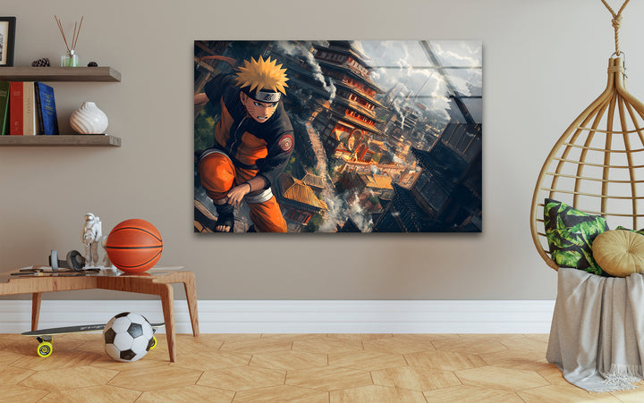 Naruto & Temple Glass Wall Art custom glass pictures, glass art prints