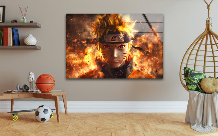 Naruto on Fire Glass Wall Art art glass wall art, glass wall art pictures