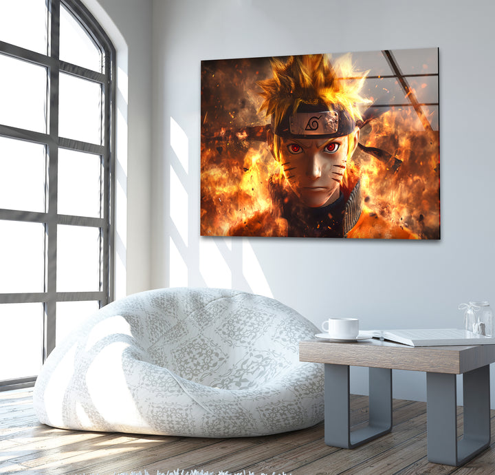 Naruto on Fire Glass Wall Art Glass Printing Wall Art, Print photos on glass