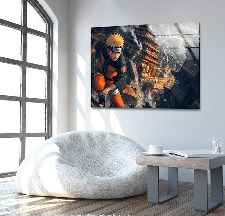 Naruto & Temple Glass Wall Art  photo print on glass, prints on glass wall art