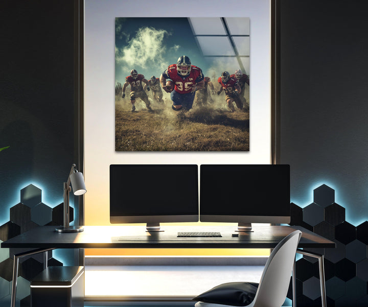 NFL Red Team Glass Wall Art photo print on glass, prints on glass wall art
