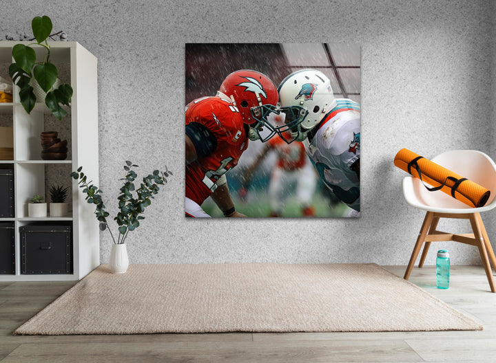 NFL Rainy Glass Wall Art custom glass photo prints, large glass prints
