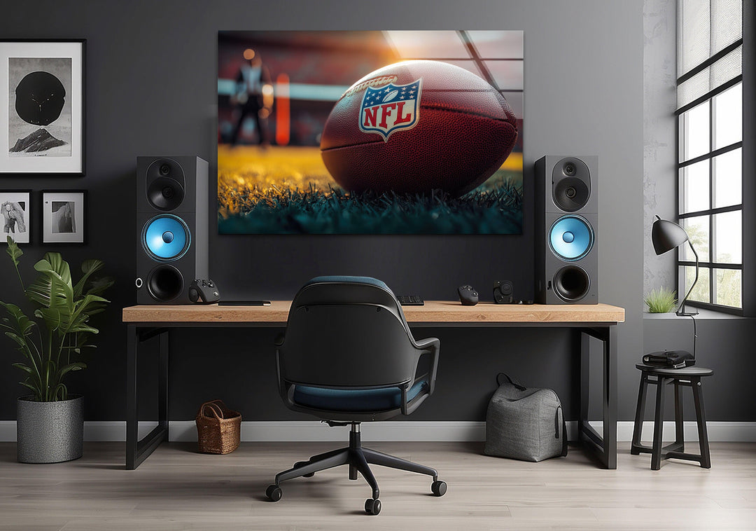NFL Ball Glass Wall Art glass art painting, glass art for the Wall
