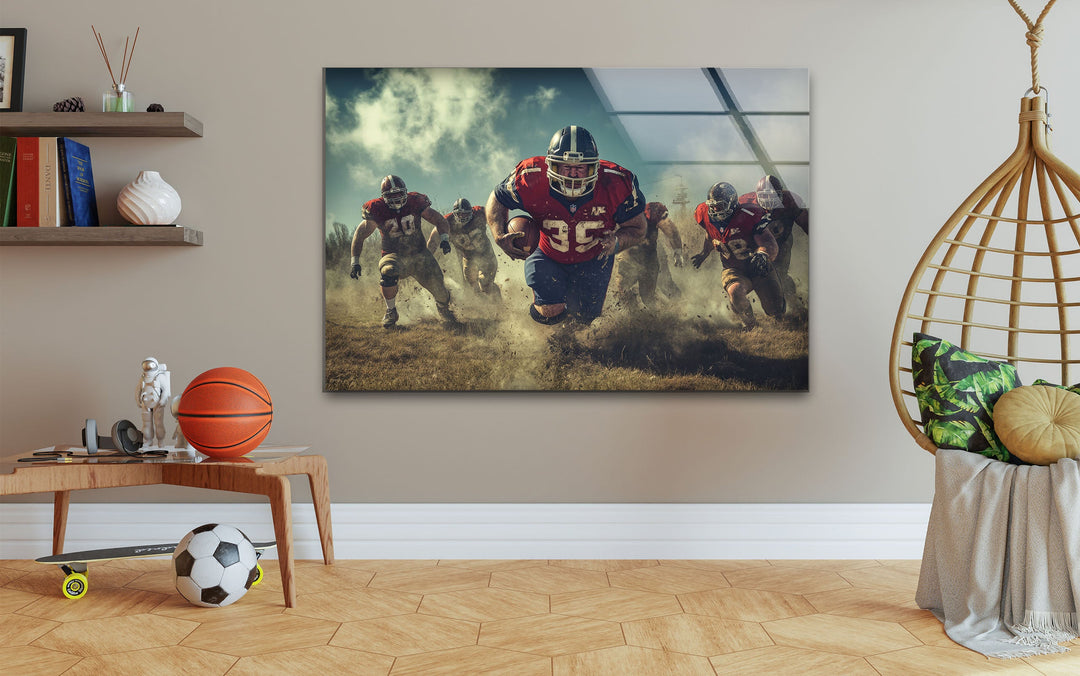 NFL Red Team Glass Wall Art print on glass, glass printed photos
