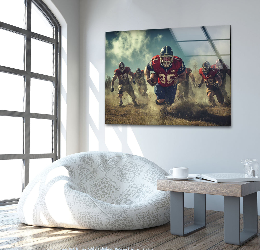 NFL Red Team Glass Wall Art print picture on glass, Tempered Glass Wall Art
