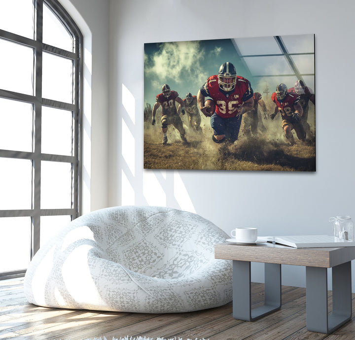 NFL Red Team Glass Wall Art print picture on glass, Tempered Glass Wall Art
