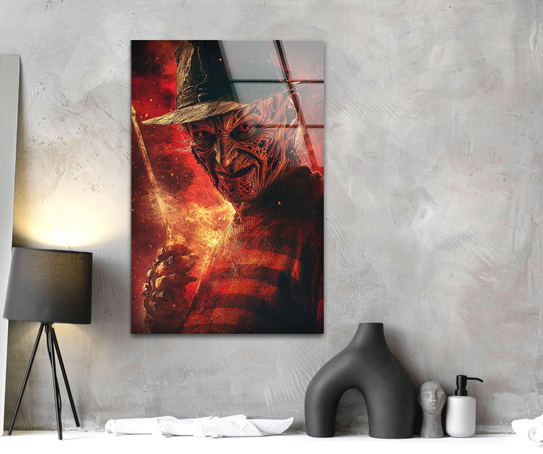 Nightmare on Elmstreet Glass Wall Art photo print on glass, prints on glass wall art
