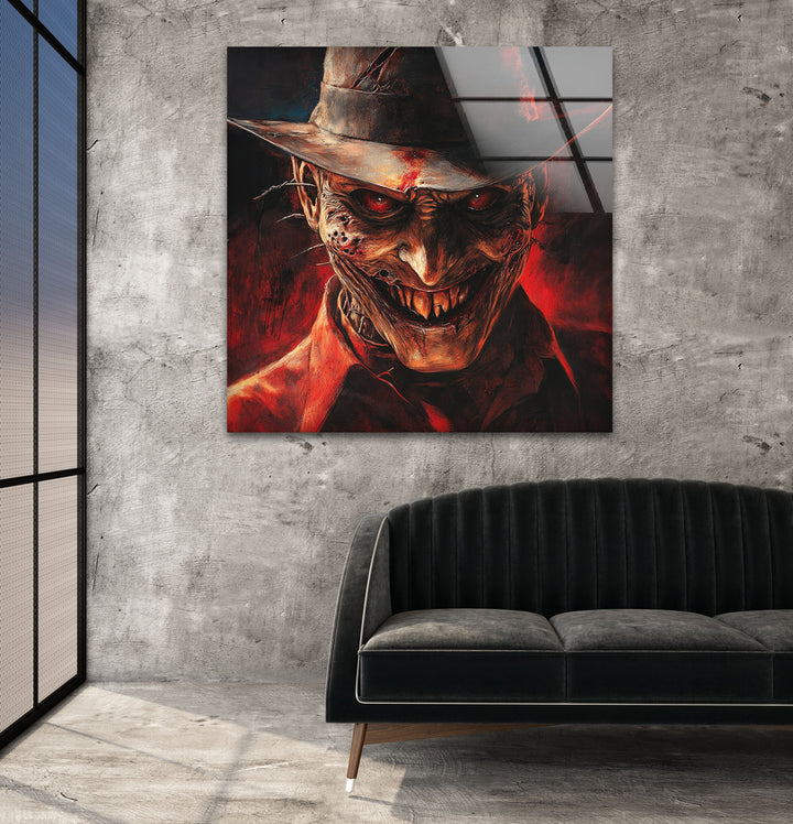Scary Nightmare on Elmstreet Glass Wall Art glass photo prints, glass picture prints
