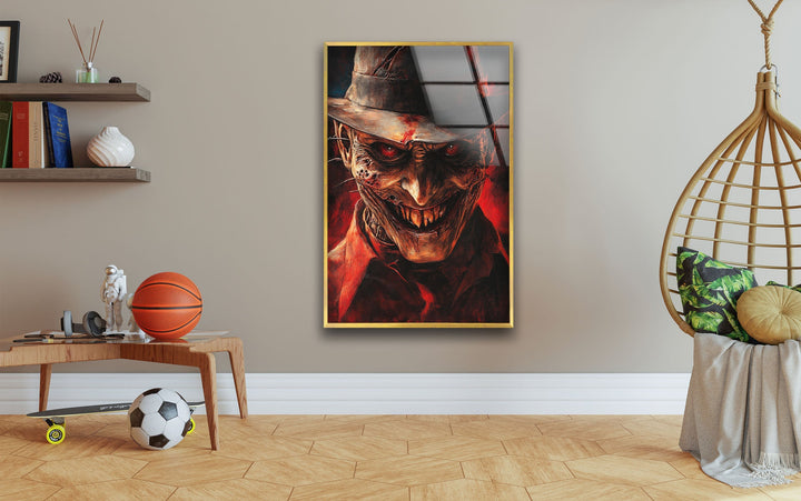 Scary Nightmare on Elmstreet Glass Wall Art custom glass photo prints, large glass prints
