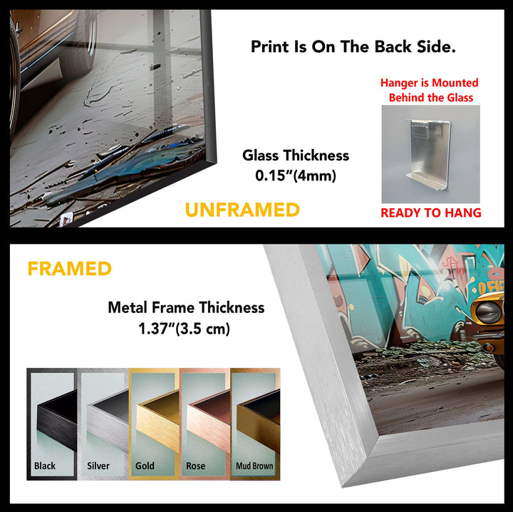 Altes Ford Mustang Auto Glas Wandkunst