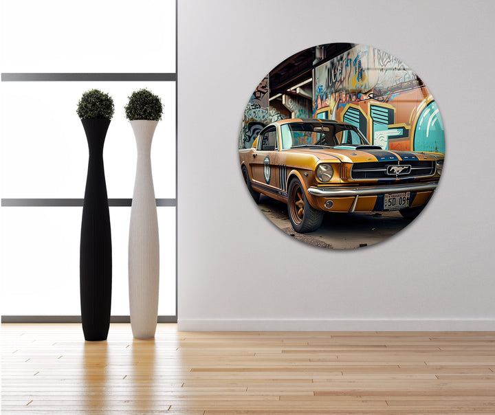 Old Mustang Ford Car Glass Wall Art glass photo prints, glass picture prints

