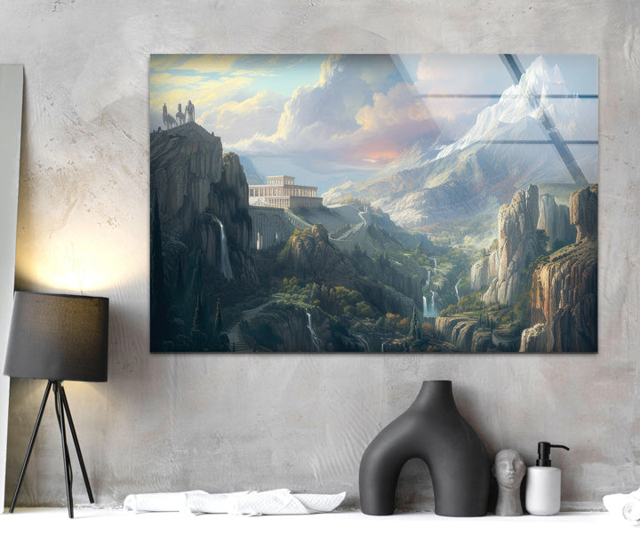 Olympos Mountain Glass Wall Art, custom glass pictures, glass art prints