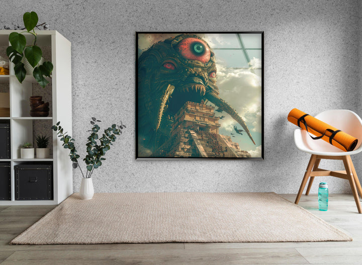 One Eye Monster Glass Wall Art picture on glass wall art, photos printed on glass
