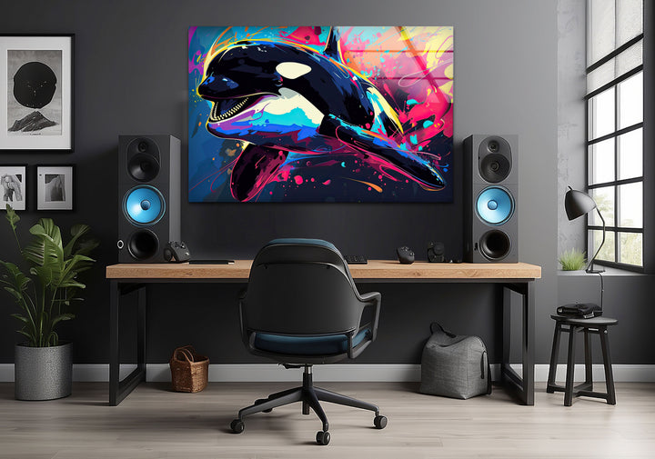 Orca Colored Glass Wall Art glass image printing, glass prints from photos
 