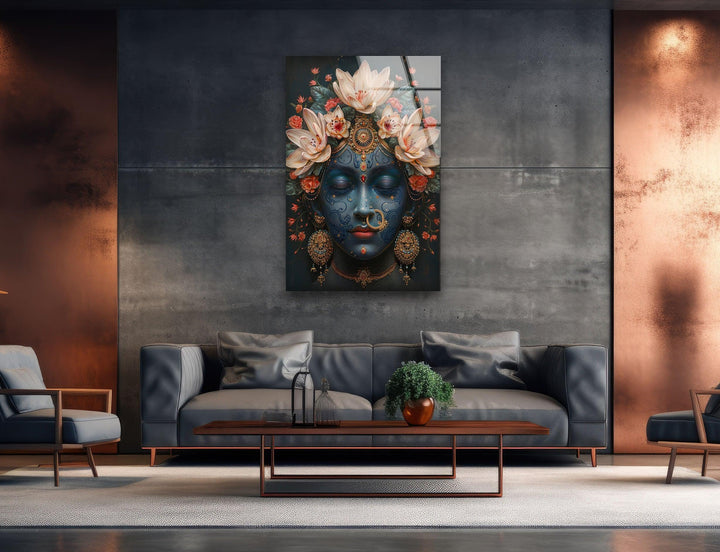 Painting of Goddess Durga Glass Wall Art