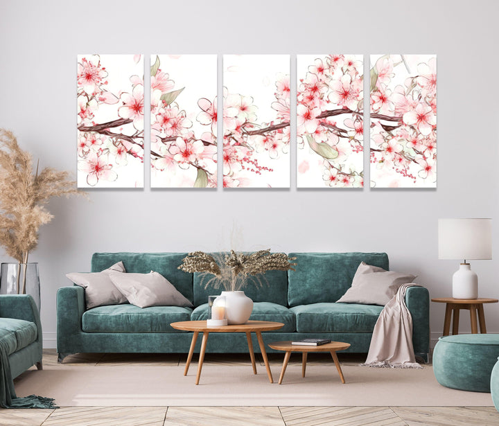 Sakura Cherry Blossom Glass Wall Art, glass wall decor, glass wall art decor