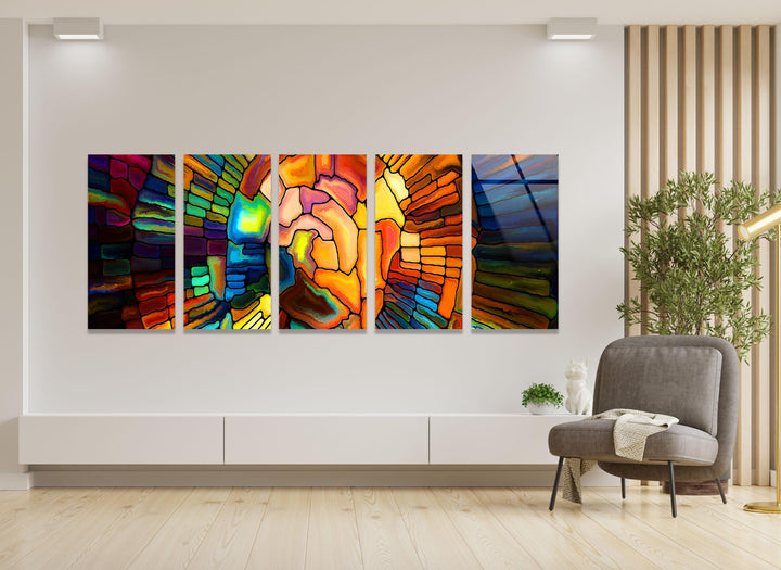 Colorful Abstract Stained Glass Wall Art, glass wall decor, glass wall art decor