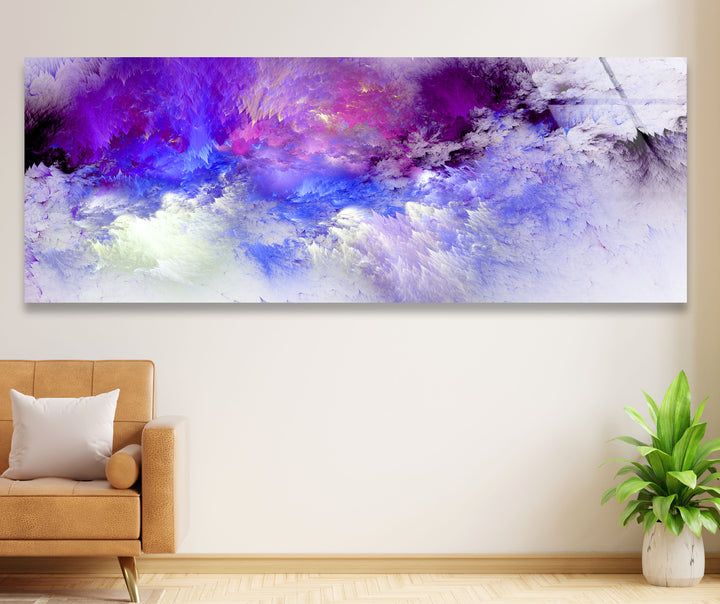 Purple Cloudscape Panoramic Wall Art – Abstract Sky Glass Print