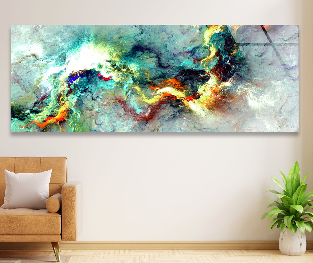 Cosmic Energy Panoramic Wall Art – Colorful Abstract Glass Print