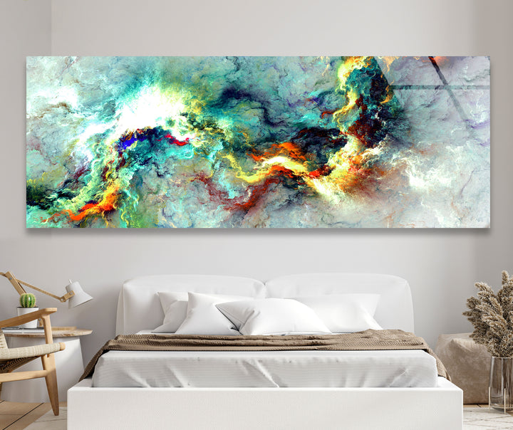 Cosmic Energy Panoramic Wall Art – Colorful Abstract Glass Print