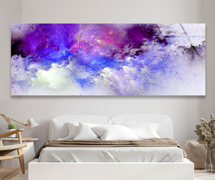 Purple Cloudscape Panoramic Wall Art – Abstract Sky Glass Print