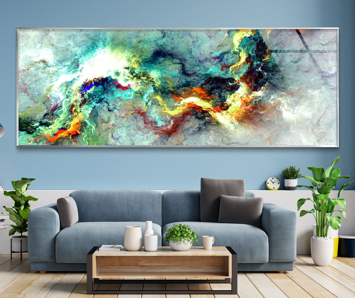 Cosmic Energy Panoramic Wall Art – Colorful Abstract Glass Print