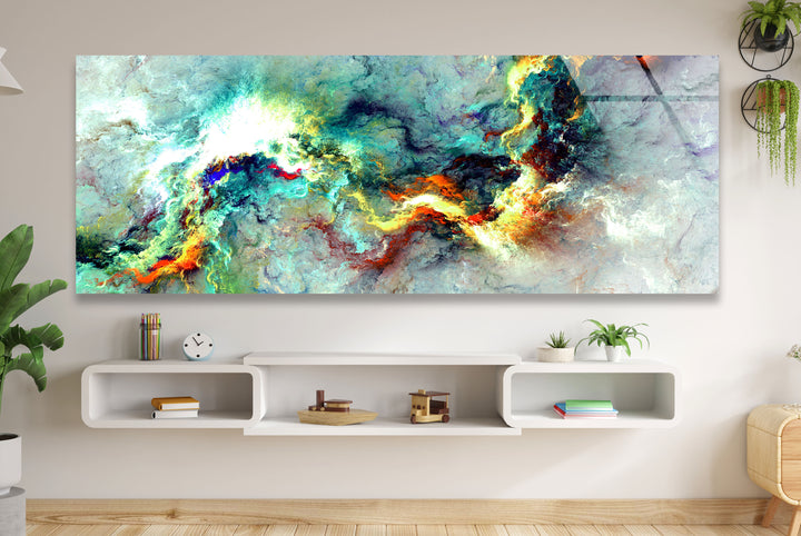 Cosmic Energy Panoramic Wall Art – Colorful Abstract Glass Print