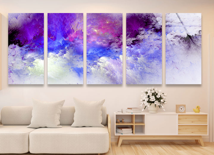 Purple Cloudscape Panoramic Wall Art – Abstract Sky Glass Print