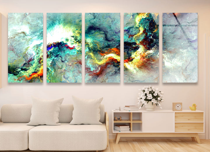 Cosmic Energy Panoramic Wall Art – Colorful Abstract Glass Print
