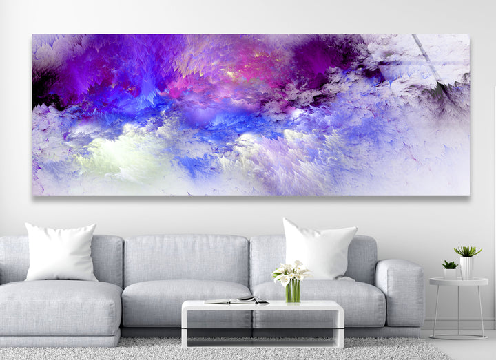 Purple Cloudscape Panoramic Wall Art – Abstract Sky Glass Print