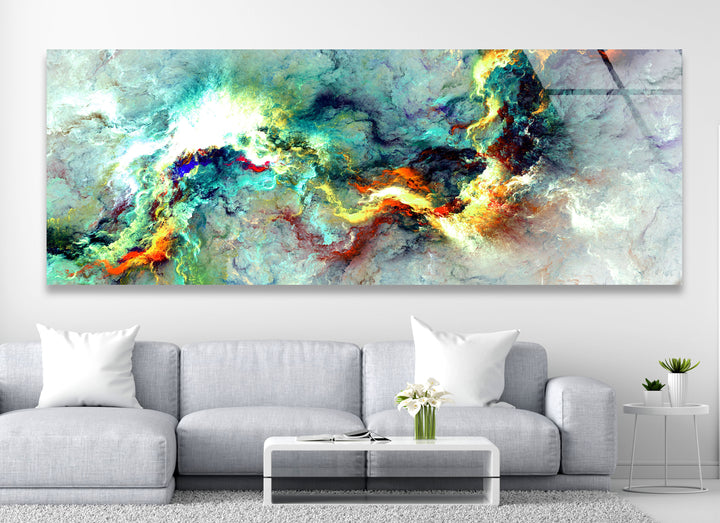 Cosmic Energy Panoramic Wall Art – Colorful Abstract Glass Print