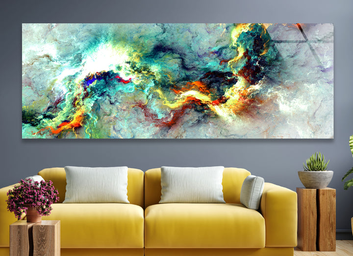Cosmic Energy Panoramic Wall Art – Colorful Abstract Glass Print