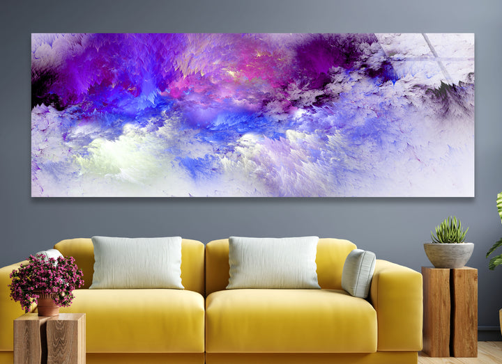 Purple Cloudscape Panoramic Wall Art – Abstract Sky Glass Print