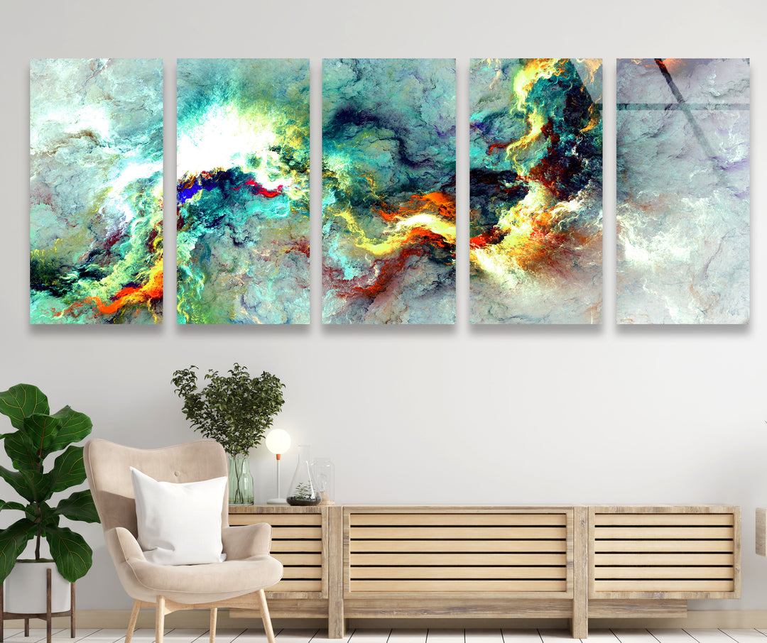 Cosmic Energy Panoramic Wall Art – Colorful Abstract Glass Print