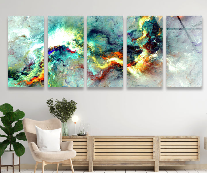 Cosmic Energy Panoramic Wall Art – Colorful Abstract Glass Print