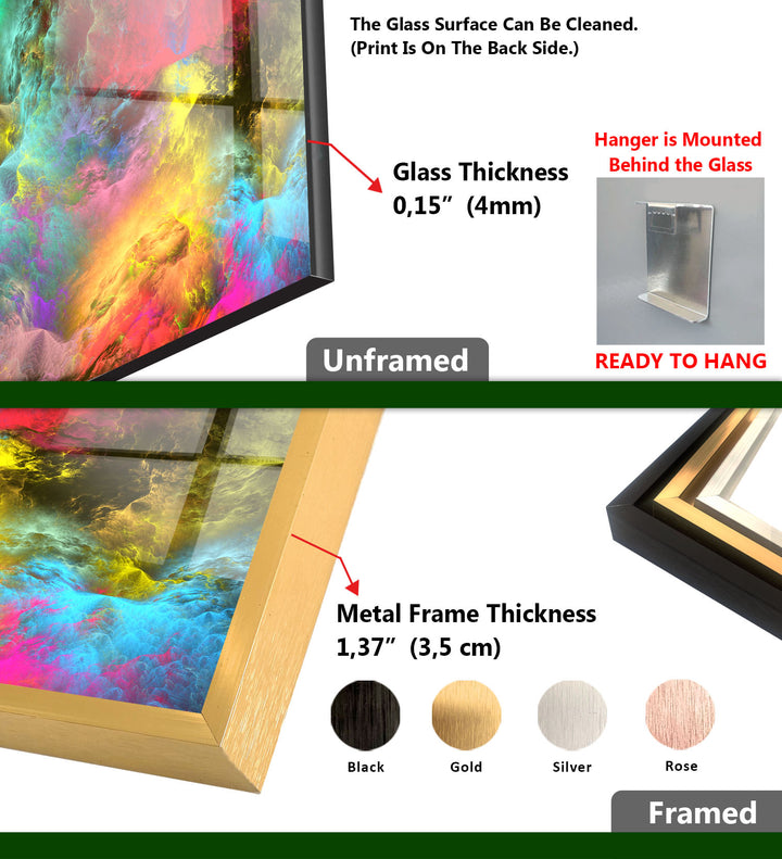 Colorburst Panorama-Wandkunst – Mehrfarbiger abstrakter Glasdruck