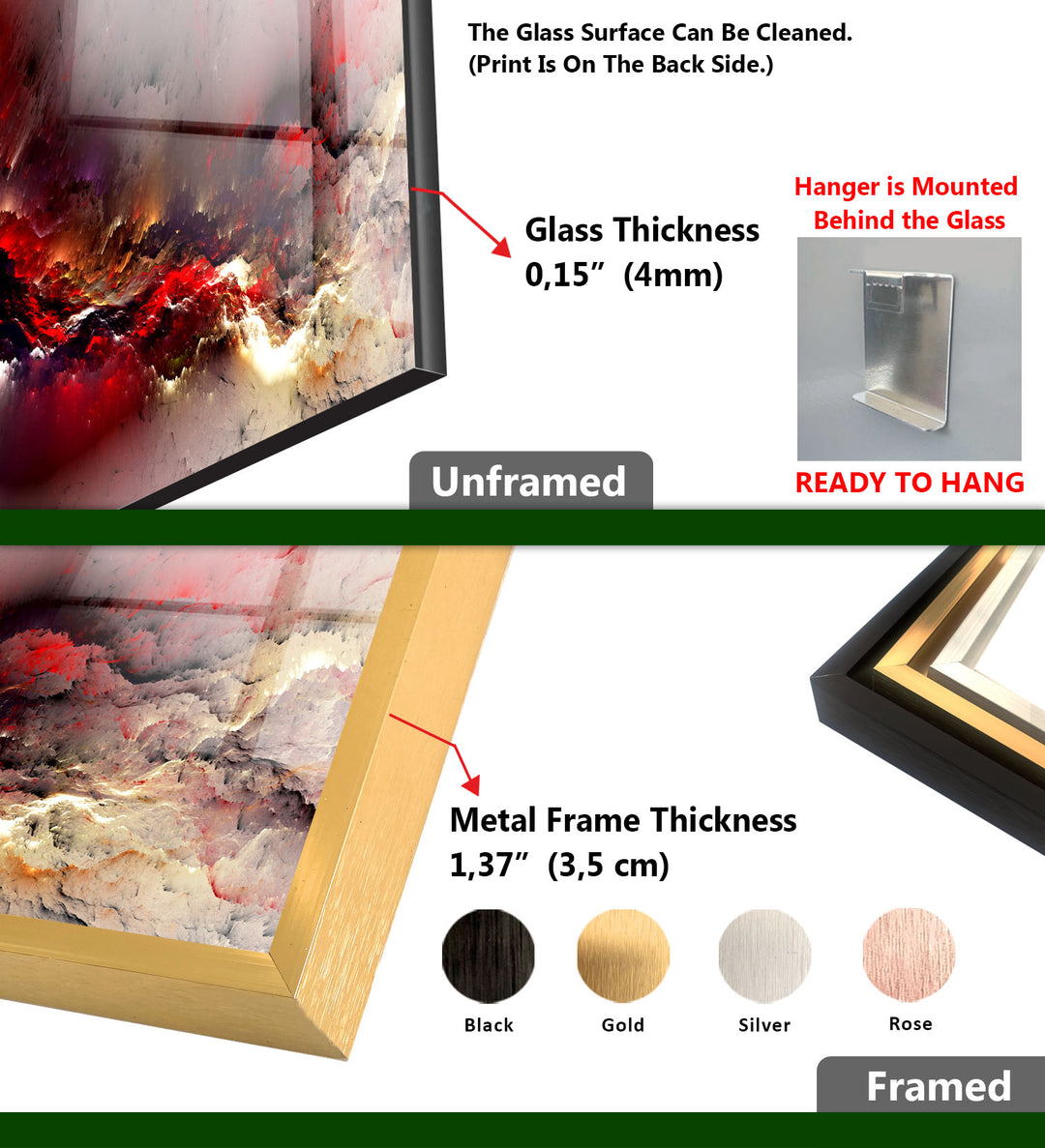Crimson Storm Panoramic Wall Art – Abstract Red Glass Print