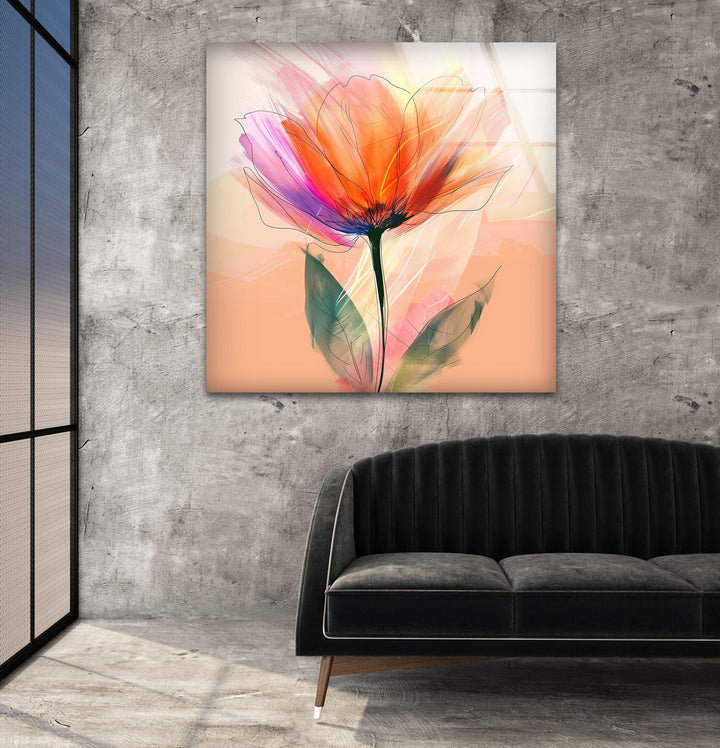 Pastel Flower Glass Wall Art glass art painting, glass art for the Wall
