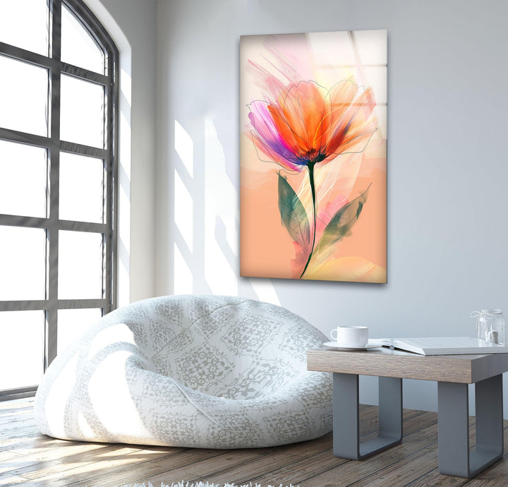 Pastel Flower Glass Wall Art photo print on glass, prints on glass wall art
