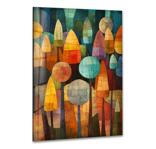 Vibrant May Palette Paul Klee glass wall art featuring a textured finish as part of unique decorative wall art.