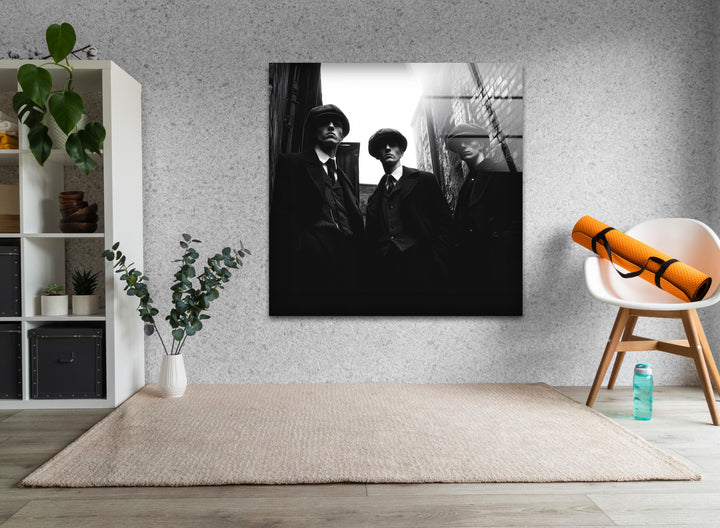 Peaky Blinders Black & White Glass Wall Art custom glass pictures, glass art prints
